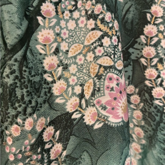 Chelsea & Theodore Green Floral Maxi Skirt with Ruffle Hem - Picture 5 of 7